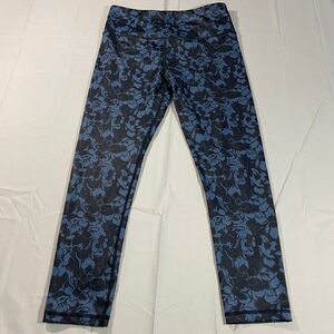 Zyia Active Floral Leggings Blue Black Yoga Activewear Pants Women's Size 8-10